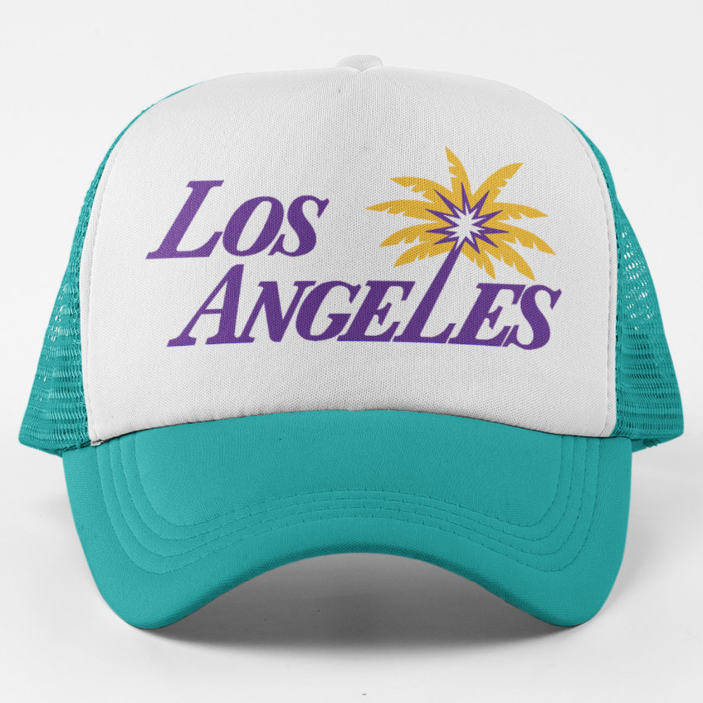 NEW LA Sparks Away Wordmark Foam Trucker Mesh Snapback Hat 2-TONE TEAL